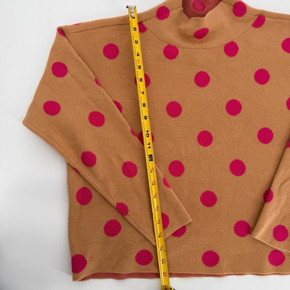 Maeve Anthropologie Carys Sweater Womens Small Brown Pink Polka Dot Mock Neck - Picture 8 of 11